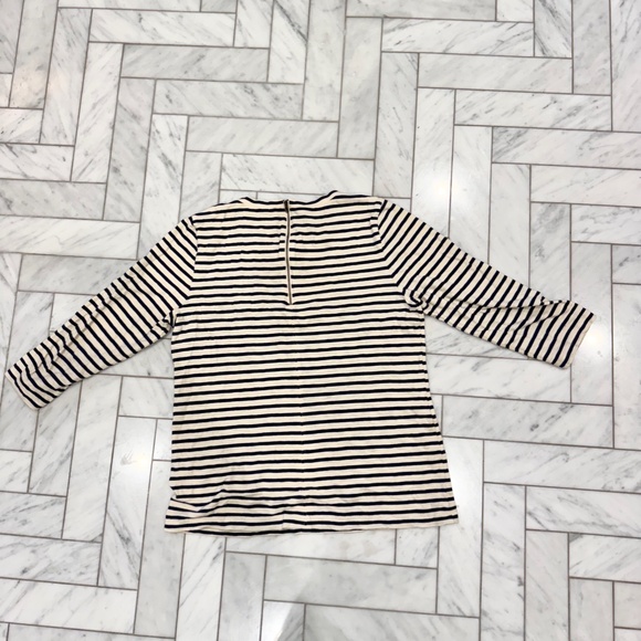 J.Crew Striped 3/4 sleeve tee Jewel embellished navy and cream - Picture 3 of 5